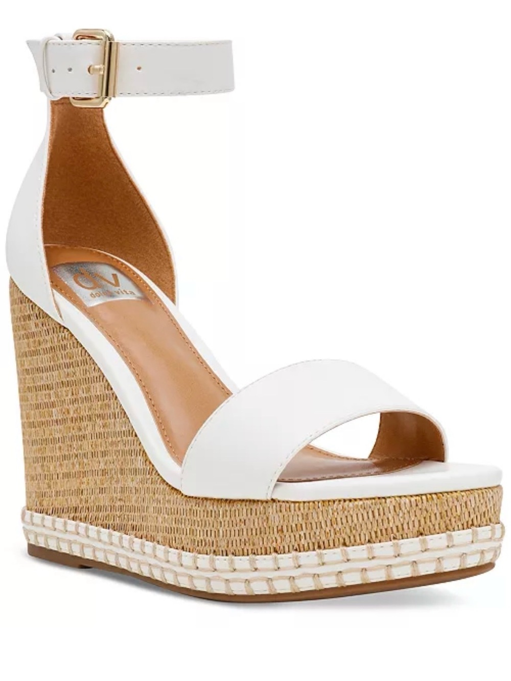 DV by Dolce Vita White Ankle-Strap Wedge Sandals